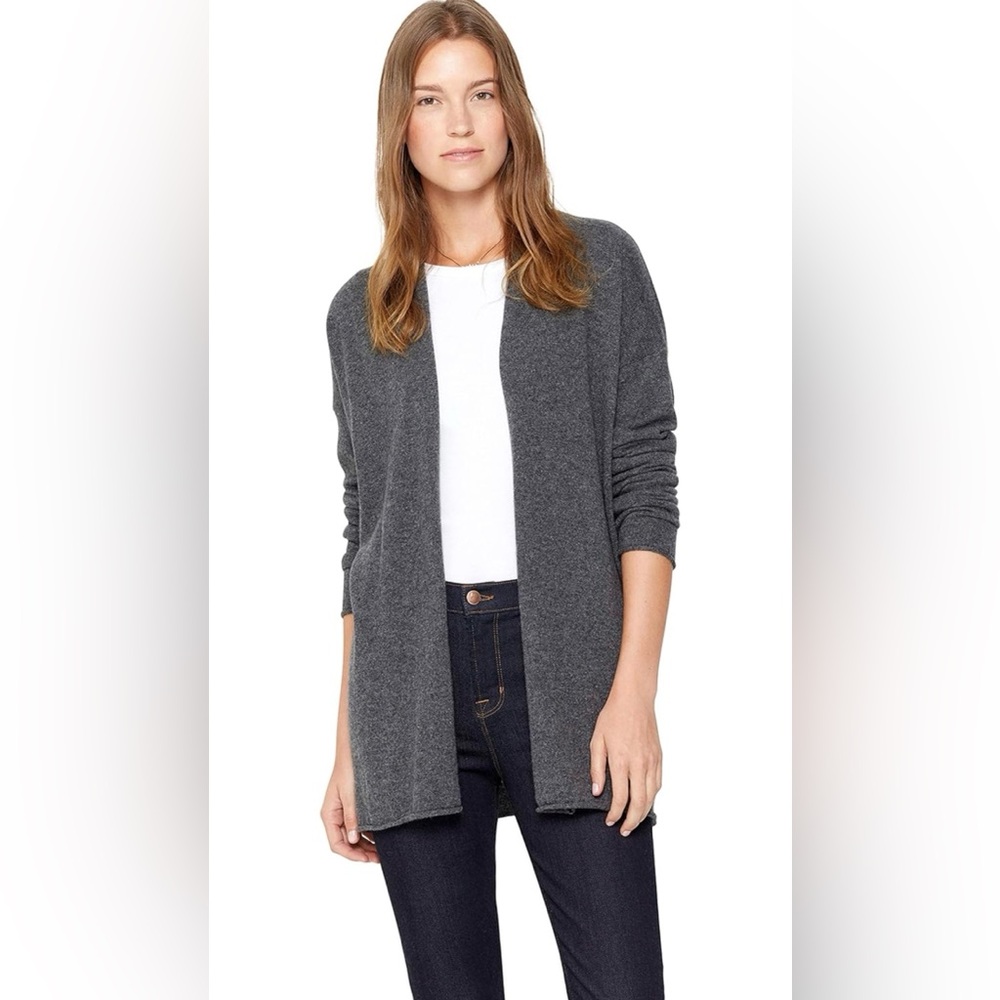 EUC NORDSTROM COLLECTION 100% Cashmere Grey Open Cardigan Sweater Size XL